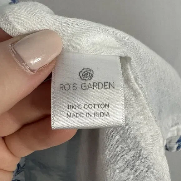 Ro’s Garden Leticia Deauville Mini Shirt Dress Womens Small Blue Floral Cottage - Picture 13 of 14